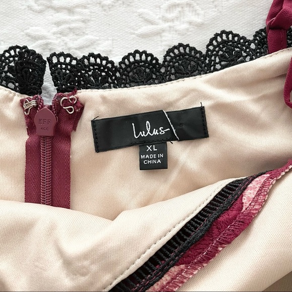 NWOT Lulus Alluring Dream Burgundy Floral Mesh Lace Trumpet Midi Dress XLARGE - Picture 6 of 10